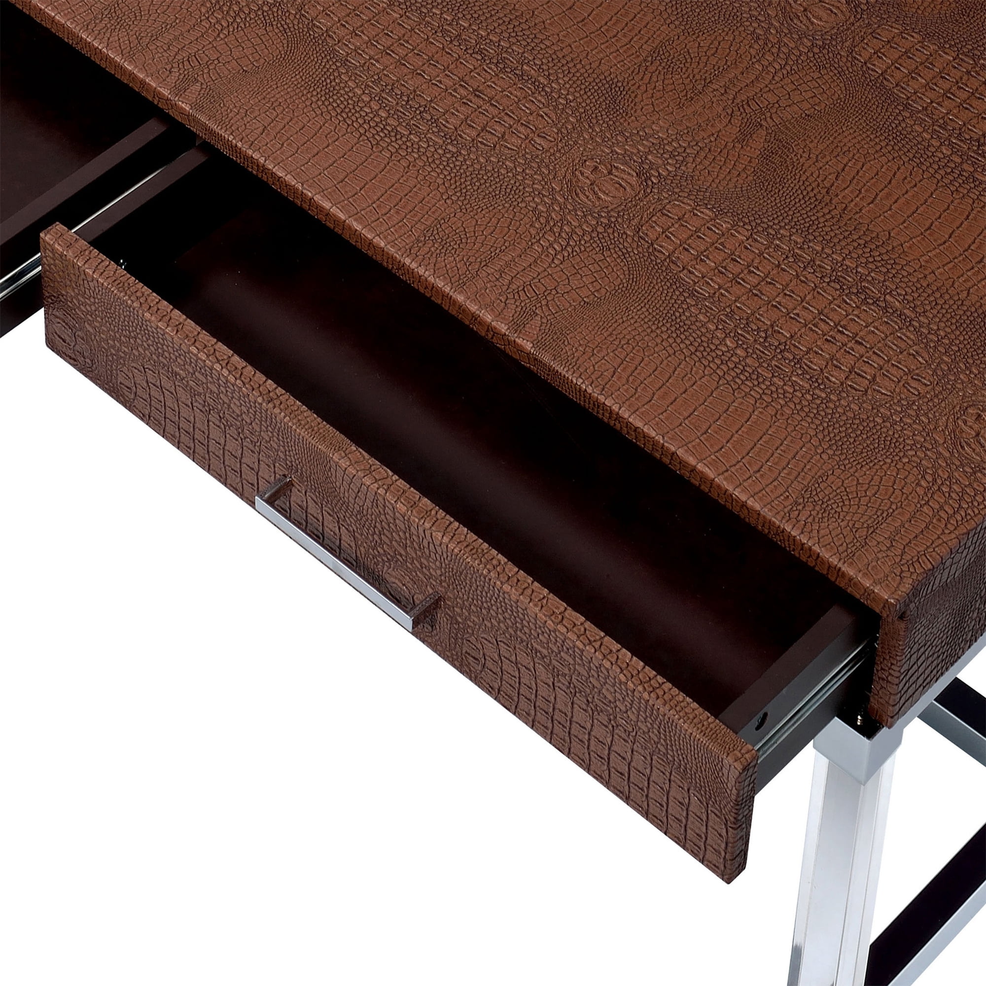 Furniture of America Dolan Faux Leather 2-Drawer Coffee Table, Brown