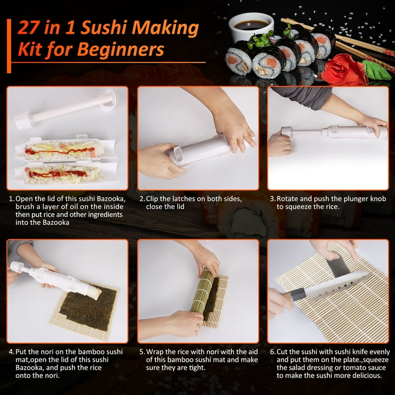 ANUNU Sushi Making Kit, 27 Pieces Deluxe Edition, Sushi Maker Kit