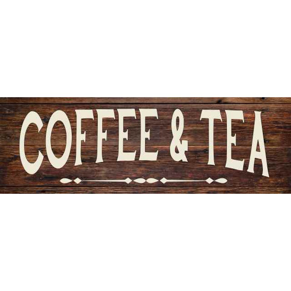 Coffee & Tea Rustic Looking Wood Sign Wall Décor Gift 6 x 18 Wood Sign