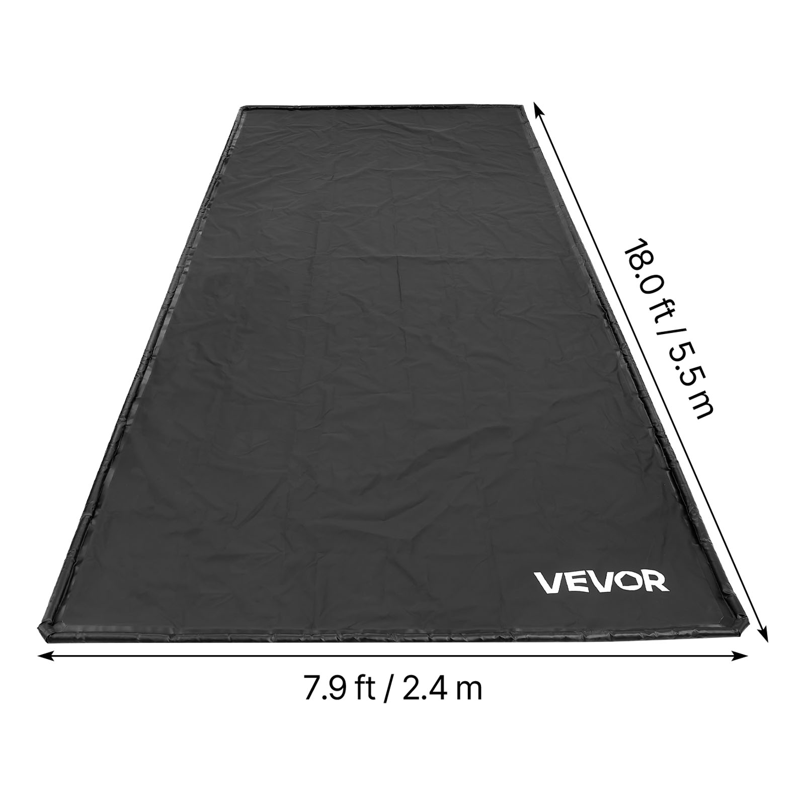 VEVOR Containment Mat, 7 ft 9 in x 18 ft, Non-Slip PVC Garage Floor Mat with a Cleaning Squeegee, Heavy Duty Durable Waterproof Containment Protection from Snow, Rain and Mud for Cars Parking, Black