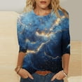 thumbnail image 2 of ZQGJB Plus Size Womens 3/4 Sleeve Tops Cute Tie Dye Marble Pattern Print Crew Neck Basic Tunic Blouse Loose Lightweight Casual Graphic T-Shirts Multicolor#15 XXL, 2 of 5