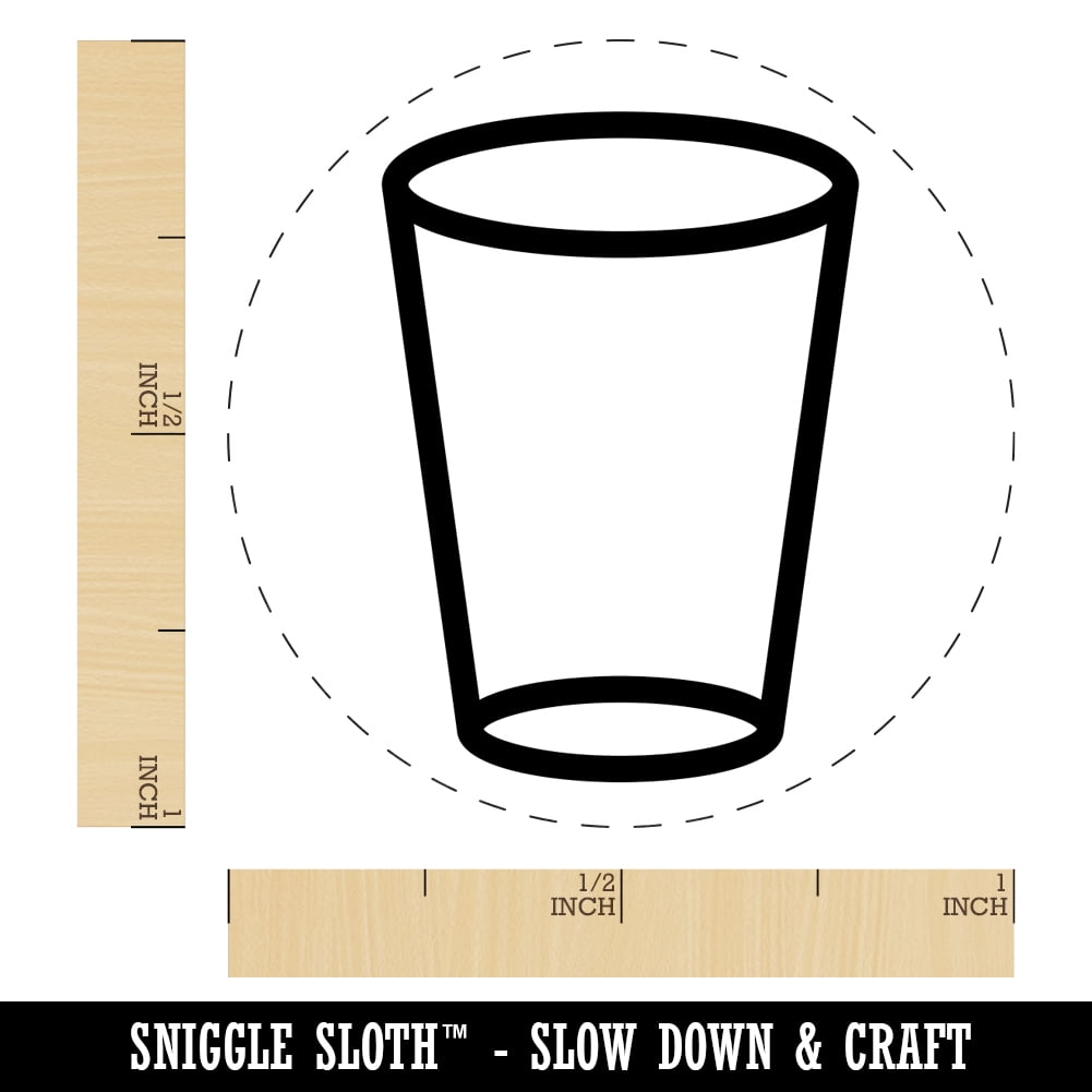 Empty Water Glass Cup Self-Inking Rubber Stamp Ink Stamper - Blue Ink - Medium 1 Inch