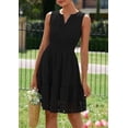 thumbnail image 3 of PRETTYGARDEN Women's Summer Dresses Sleeveless V Neck Eyelet Hollow Out Swing A Line Beach Vacation Sun Dress, 3 of 10