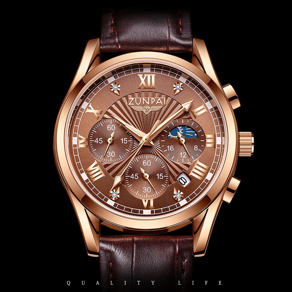 ZUNPAI Multifunction Chronograph Quartz Watches for Men，Analog