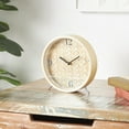 thumbnail image 2 of DecMode 7" Light Brown Wood Woven Chevron Patterned Clock with Silver Legs, 2 of 11
