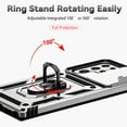 thumbnail image 4 of Allytech Case for Samsung Galaxy S22 Ultra 5G 2022, Ring Holder Magnetic Kickstand Dual Layer Cover with PC Back Slide Camera Lens Window Case for Galaxy S22 Ultra 6.8" 5G 2022 Released, Silver, 4 of 8