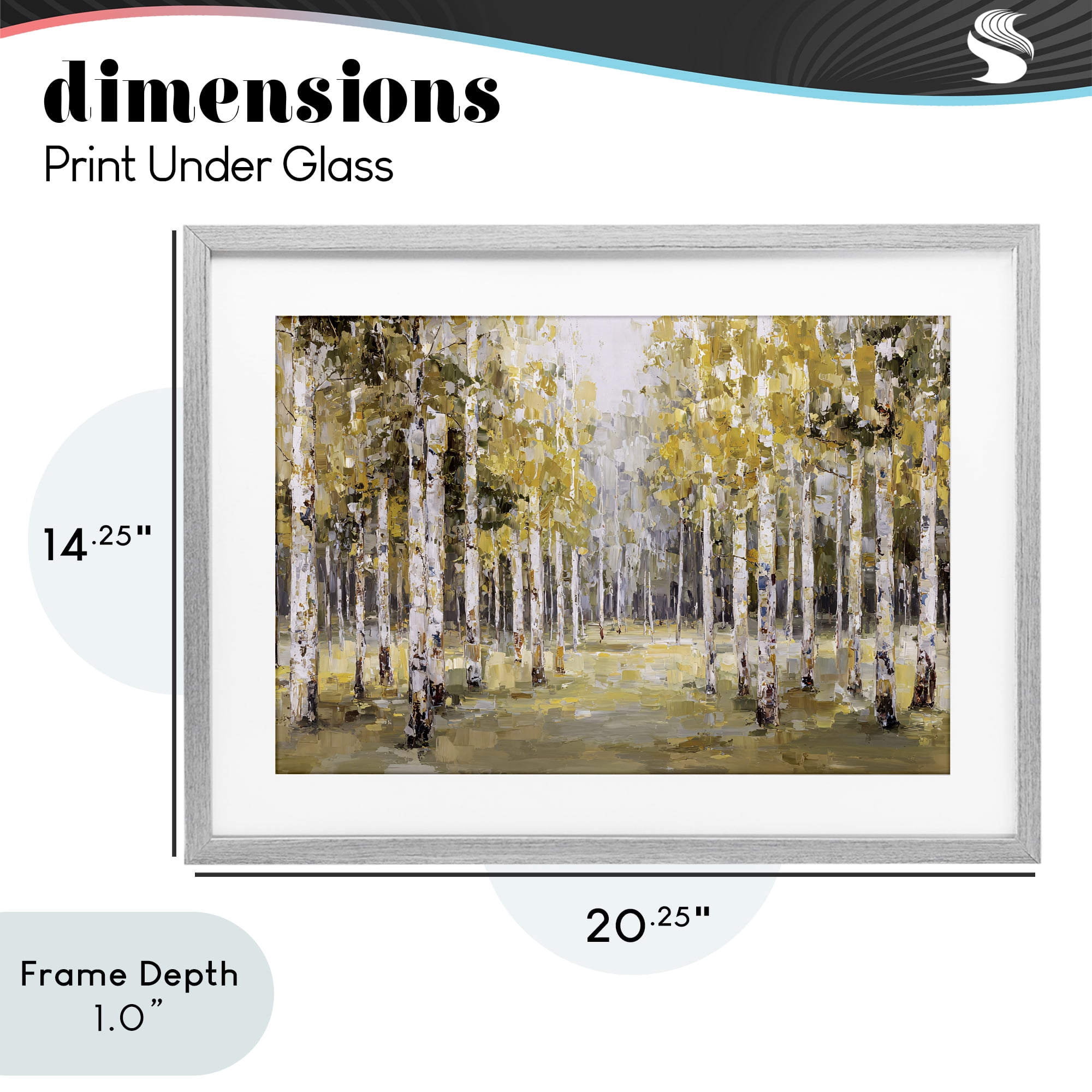 Stupell Industries Impressionist Birch Trees & Fall Leaves Gray Framed Print Under Glass, design by Jacky Ngan