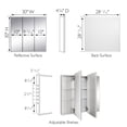 thumbnail image 3 of White Bathroom Medicine Cabinet, Cyprus 30 in., 3 Frameless Mirrored Doors, Wall Mount or Recessed, Pre-Assembled, 3 of 14