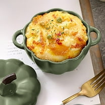 Ceramic Pumpkin Bowl, Handmade Baking Steaming Bowl, Decorative Soup Bowl with Lid, Unique Pumpkin-Shaped Dish, Oven-Safe Cooking Bowl, Gift for Kitchen Enthusiasts