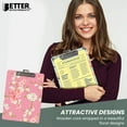 thumbnail image 4 of Fashion Clipboard (2 Pack), Standard A4 Letter Size, 12.5" x 9", Wooden Clipboard, Low Profile Clip with Retractable Hanging Tab, Decorative Clipboard, by Better Office Products (Floral Designs), 4 of 5