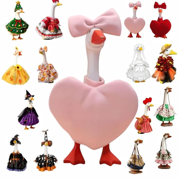 cpengpj Valentine's Day Porch Goose Outfit Set for 23-Inch White Geese, 7-Inch Festive Decoration Attire, Weather-Resistant Outdoor Use, Goose Not Included
