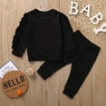 thumbnail image 4 of XXWXYD Toddler Girls Boys Fall Winter Outfit, Long Sleeve Solid Frill Tops and Pants Set Infant Kid Clothes Two Piece Casual Wear, 4 of 4