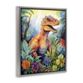 thumbnail image 3 of Stupell Industries Dinosaur Leafy Green Jungle Gray Framed Floater Canvas Wall Art, design by Creative Studio, 21 x 17, 3 of 9