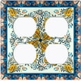 thumbnail image 3 of Metal Light Switch Plate Cover Yellow Blue Mandala Flower Heart Tile Pattern TIL034, 3 of 13