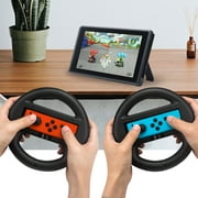 Joycon Steering Wheel (Large Set of 2) Compatible with Nintendo Switch Joycons (Black)