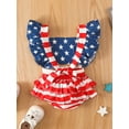 thumbnail image 3 of Seyurigaoka Infant Baby Girls Independence Day 4th of July Romper, National Flag Printed Sleeveless Backless Hollow Out Ruffled Bodysuit, 3 of 8