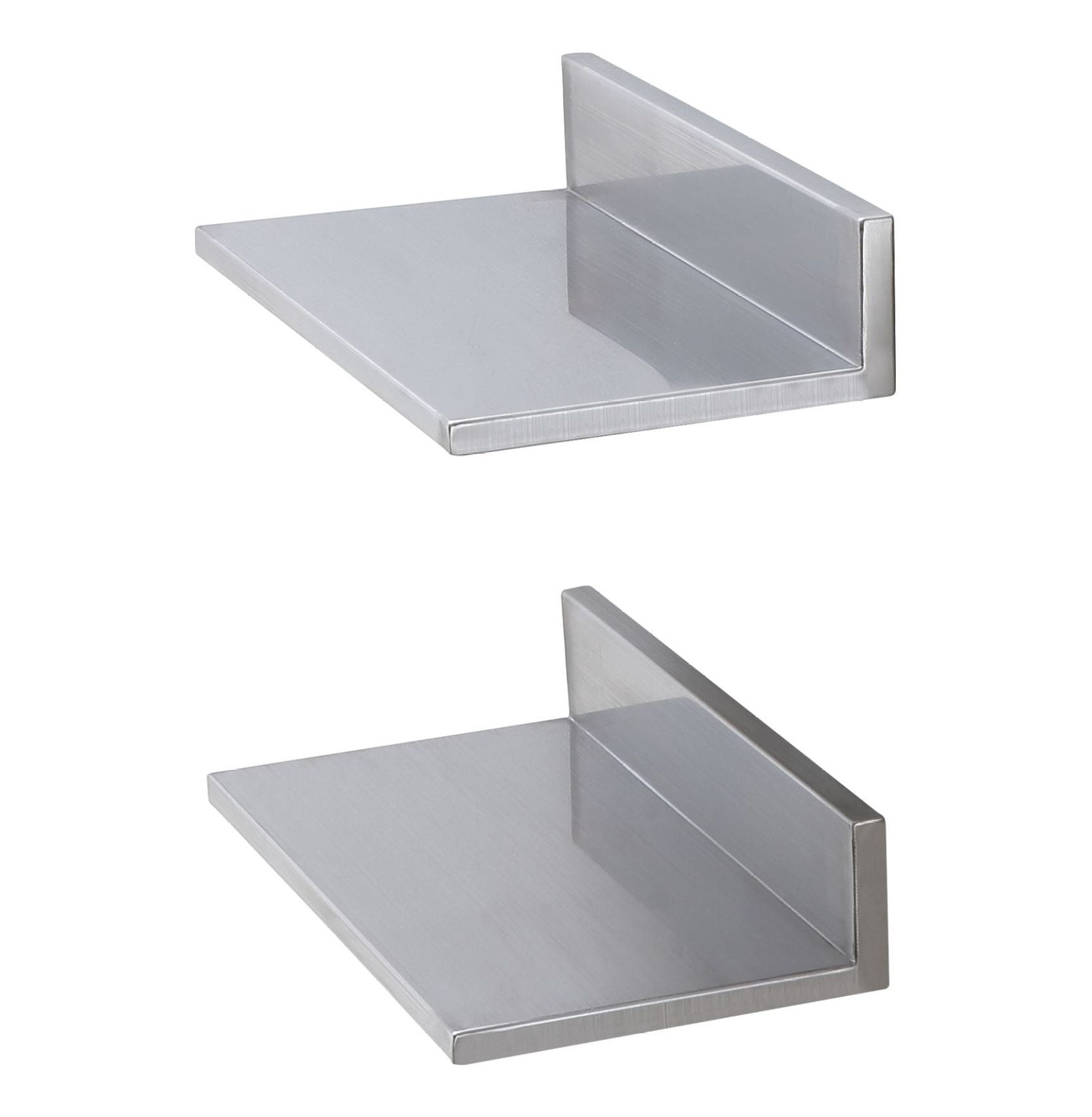 Stainless Steel Shelf 8.6x16 Inch, Wall Mounted Floating Shelves with Backsplash, 44lbs Capacity, Heavy Duty Storage for Kitchen, Restaurant, Bar, Hotel