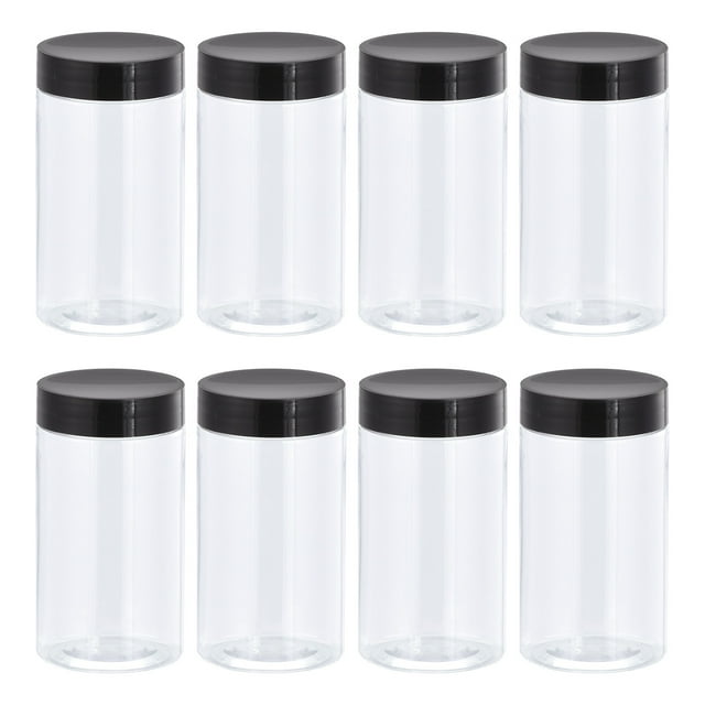 Uxcell 8oz/ 250ml Tarros de Plástico Redondos con Tapa de Tornillo Negra para Almacenamiento 12Pack