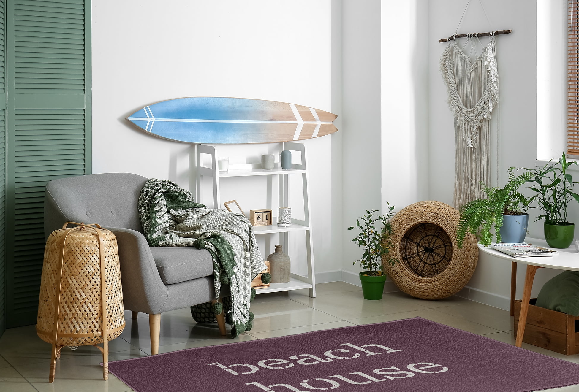 Simply Daisy 4' x 6' Beach House Nautical Chenille Rug, Dusty Purple