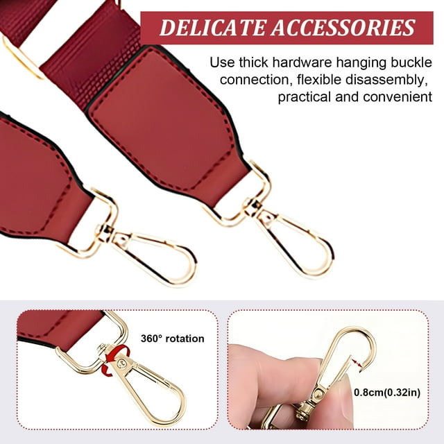 ZheElen Fine Stitching Shoulder Bag Strap No Loose Thread No Shedding Simple Bag Belt Burgundy