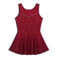 thumbnail image 3 of Moggemol Kids Girls Sleeveless Mock Neck Figure Ice Skating Dress Tulle Tutu Dance Dresses Ballet Burgundy 10, 3 of 7