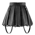 thumbnail image 5 of Littleforbig Women's A-Line Pleated Faux Leather Flared Casual Lace Trim Mini Skirts - Troublemaker Black Medium, 5 of 7