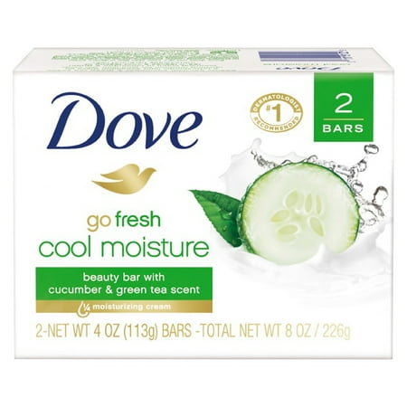 Dove go fresh Cucumber and Green Tea Beauty Bar, 4 oz, 2 Bar