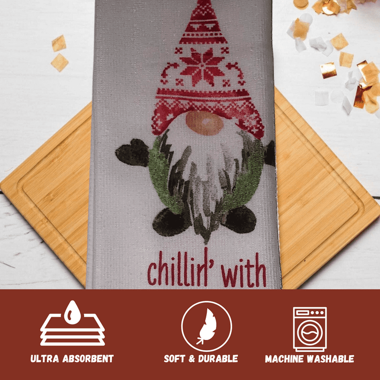 Christmas Kitchen Towels Dishcloth Gnomes Decorative Dish Towels Soft and  Absorbent Cleaning Towel Drying Dishes Cooking Baking Kitchen Household Tea