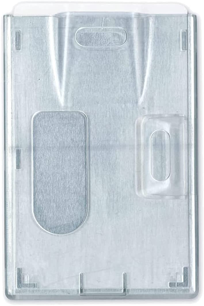 5 Pack - RFID Blocking Rigid Shielded 2-Card Badge Holder - Double Sided I'D Card Protector with Thumb Slide Removal - Horizontal or Vertical Orientation by Specialist ID