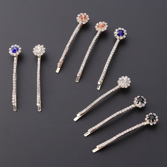 WHAMVOX 8 Pcs Mixed Crystal Hair Clips Design Barrettes Metal Snap Hairpins for Kids Girls(Random Color)