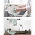 thumbnail image 5 of Green Botanical Kitchen Dish Towels for Drying Dishes Set of 2, Watercolor Spring Floral Summer Waffle Weave Microfiber Hand Tea Bathroom Towels Quick Dry & Absorbent Towel 12x12, 5 of 7