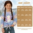 thumbnail image 7 of Xixirimido Axolotl Mermaid Scale Pattern Girls Casual Tunic Tops Tie-hem Long Sleeve Loose Soft Blouse T-Shirt Cute Graphic Girls Shirts, Size 9-10, 7 of 7
