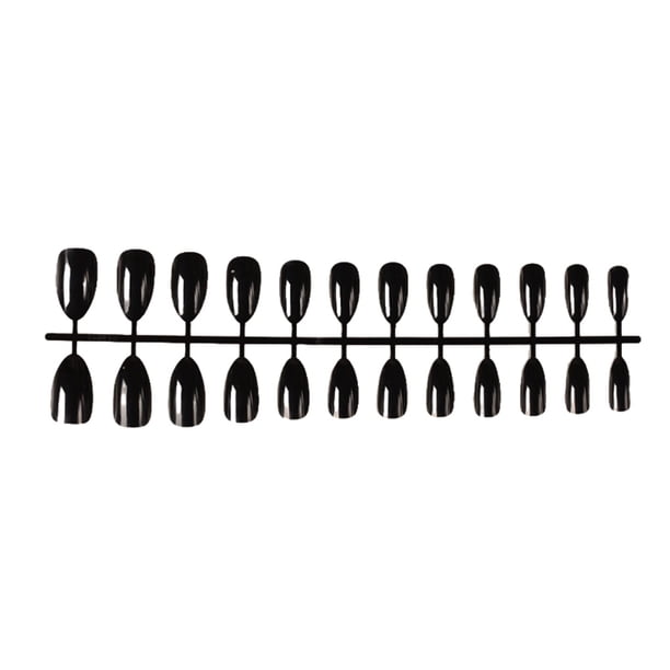 Juego de 24 piezas de uñas postizas DIY Qarigey estilo Simple negro