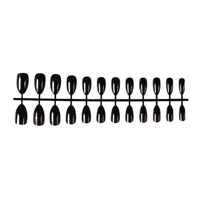 Juego de 24 piezas de uñas postizas DIY Qarigey estilo Simple negro