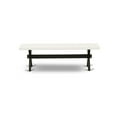 thumbnail image 3 of Pemberly Row X-Style 15x60" Wood Dining Bench in Black/Linen White, 3 of 5