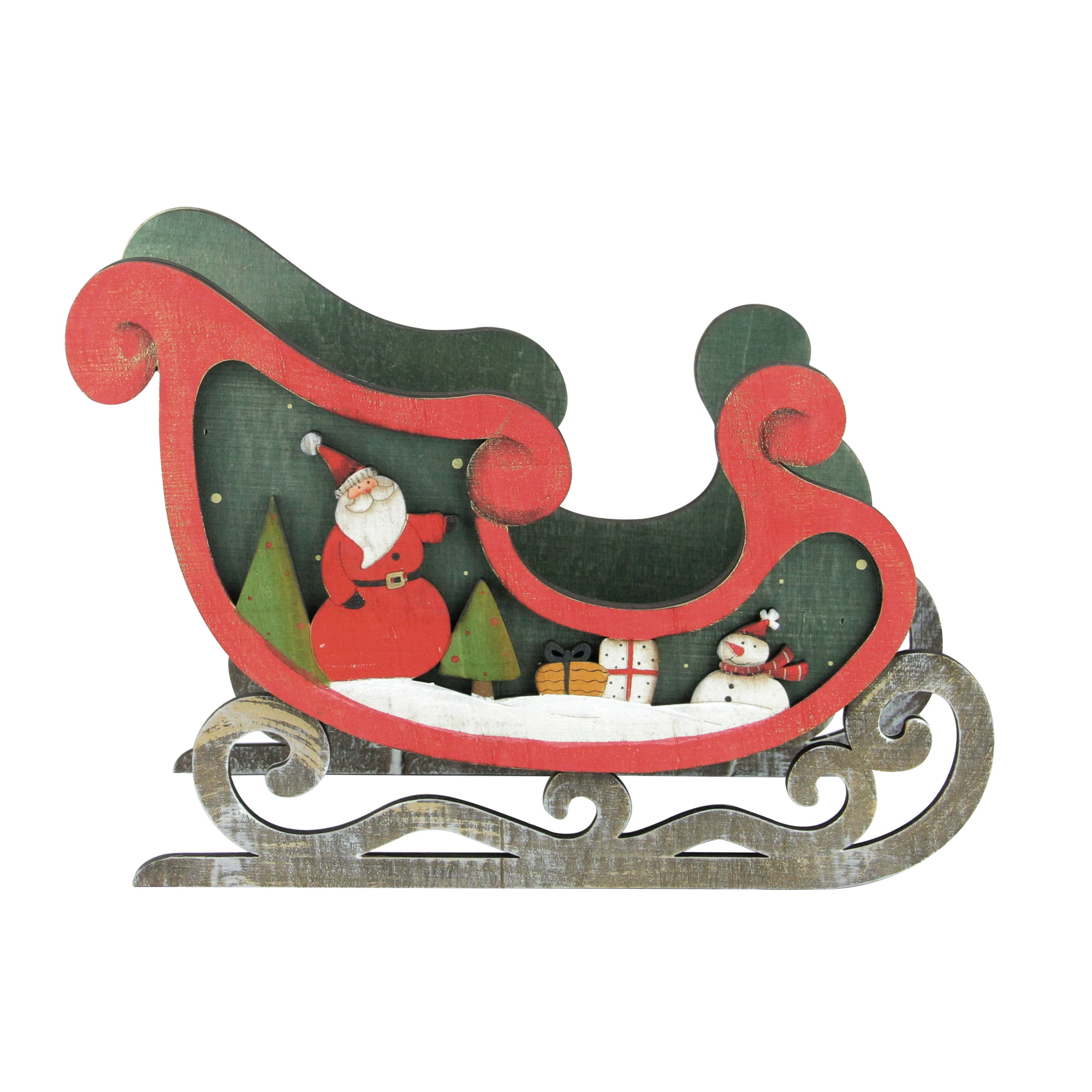 14 5 Green And Red Traditional Santa Sleigh Christmas Tabletop Decor 