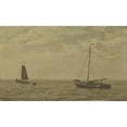 thumbnail image 3 of Willem Bastiaan Tholen 18x12 Black Modern Framed Museum Art Print Titled - Seascape with Fisherman's Barges (1910), 3 of 5