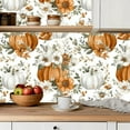 thumbnail image 5 of Peel and Stick Wallpaper Contact Paper Fall botanical white pumpkins orange neutral flowers leaves Self Adhesive and Removable 24in x 118in, 5 of 8