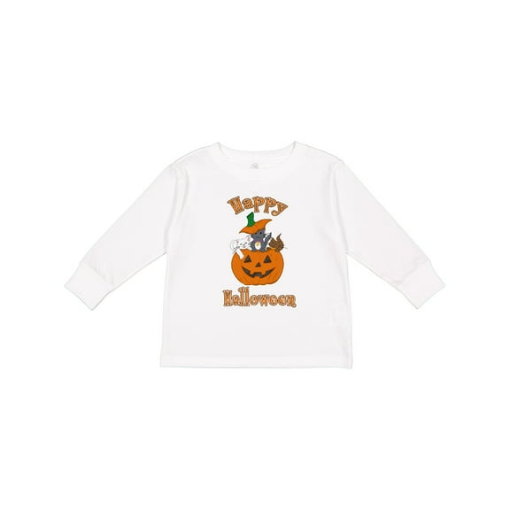 Inktastic Happy Halloween Kittens in Pumpkin Boys or Girls Long Sleeve Toddler T-Shirt