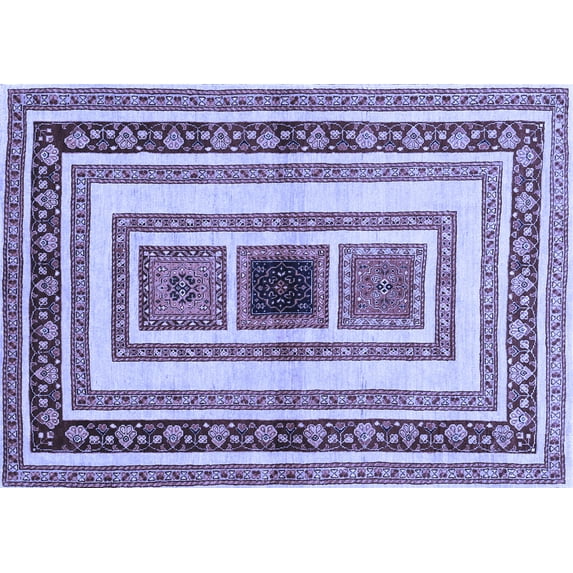 Ahgly Company Indoor Rectangle Abstract Blue Contemporary Area Rugs, 4' x 6'