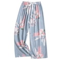 thumbnail image 2 of YOZGXEG Wide Leg Pants Women Women'S Comfy Printed Wide Leg Pajama Pants Bow Elastic Waist Fashion Long Bottoms Pink One Size, 2 of 4