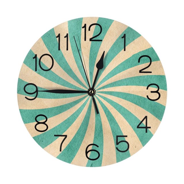 Reloj de pared con fondo abstracto de color azul descolorido y beige - Reloj de pared silencioso que no hace tictac de 10 pulgadas - Estilo rústico retro campestre decorativo para sala de estar,