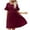 Red, variant on Lmnyox Women's Loose Casual Midi Dress Ruffle Short Sleeve Round Neck Dress Flowy High Waist Dress