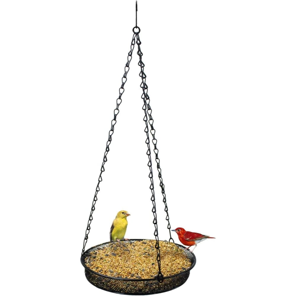 Bird Feeder Hanging Tray Seed Tray for Bird Feeders Great for Attracting Birds Outdoors Backyard Garden (Black)