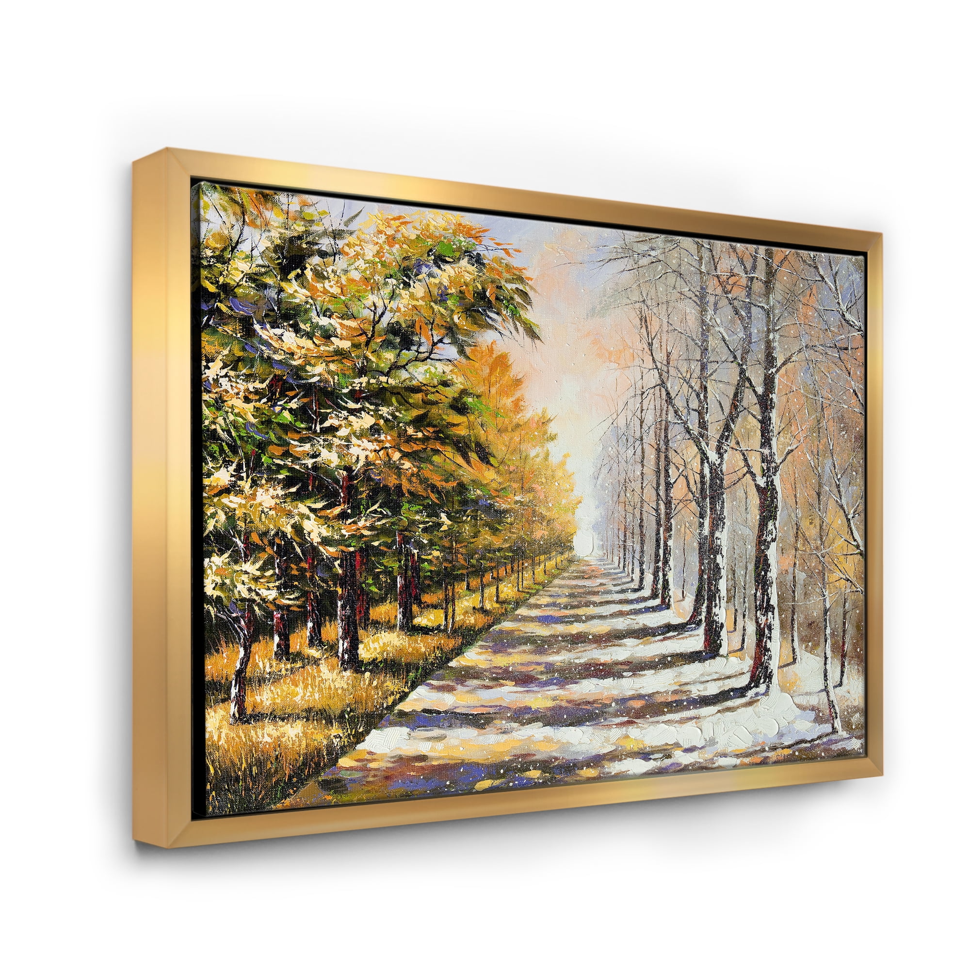 Designart 'Allegory On Theme Autumn and Winter' Traditional Framed Canvas Wall Art Print