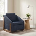 thumbnail image 2 of iooHug Mid-Century Chenille Upholstered Accent Chair, 250lbs Arm Chair with Wooden Frame for Living Room, Bedroom（Blue）, 2 of 7