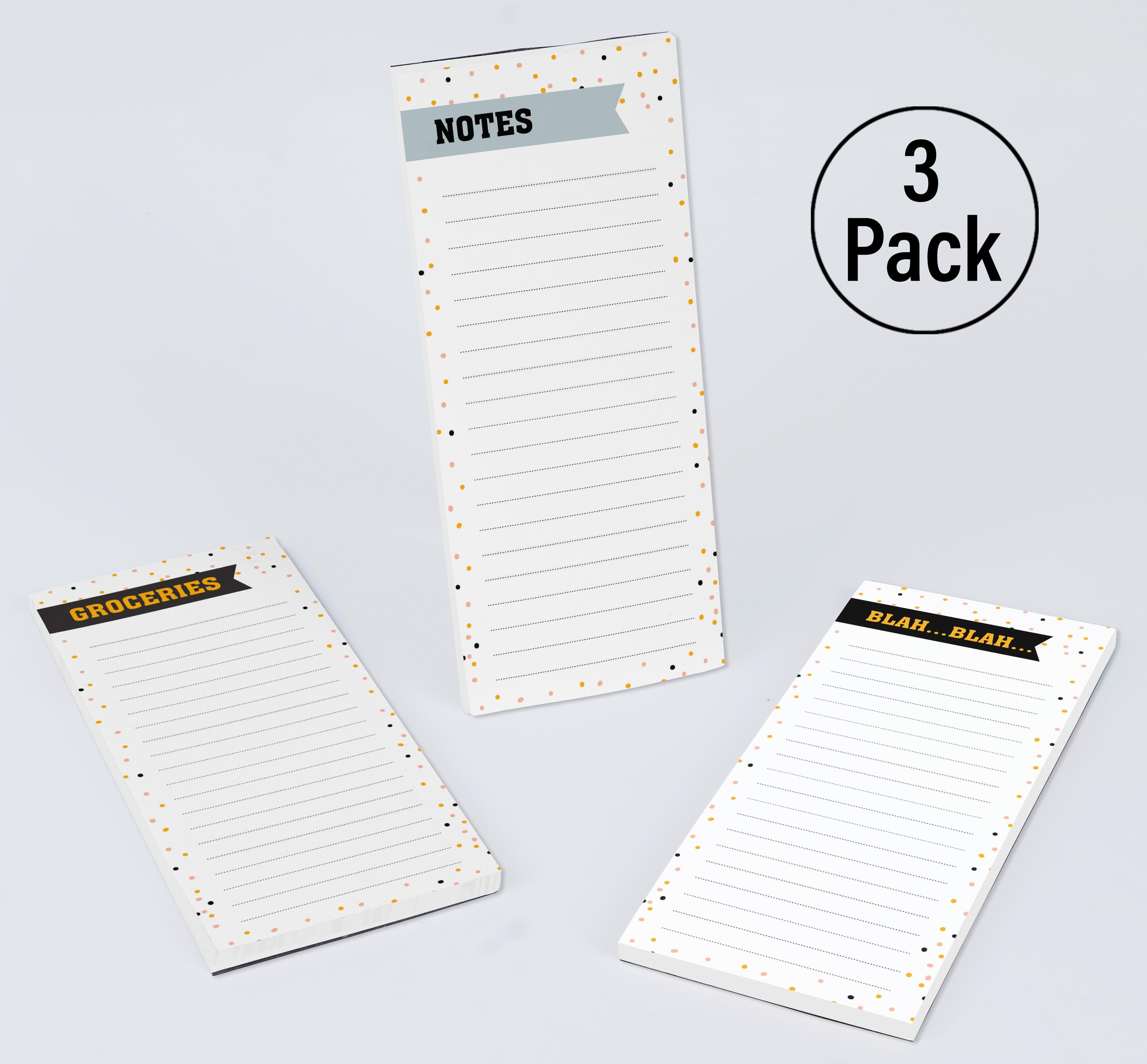 Inkdotpot Pack of 3 Magnetic Fridge To-Do List Notepads- Magnetic Memo Pads For Refrigerator-(50 Sheets Each)-W9