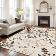 thumbnail image 2 of Brown Beige Botanical Area Rugs 8'x10', Small Throw Rugs for Living Room Patio, Rustic Country Spring Floral Summer Leaf Indoor Outdoor Rug Non-Slip Low Pile Carpet Runner Reversible Floor Mats, 2 of 8
