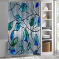 thumbnail image 5 of Glass Leaves Shower Curtain, Abstract Blue Green Ombre Leaf Glass Splicing Waterproof Shower Curtain Set with 12 Hooks Lightweight Bath Curtains Fabric Bathroom Decor 72x78 Inches, 5 of 9