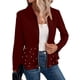 thumbnail image 2 of Blazer Elegante con Ribete de Perla para Mujer, con Abertura Frontal, Larga y Cuello Chal Vino Tinto M, 2 of 7